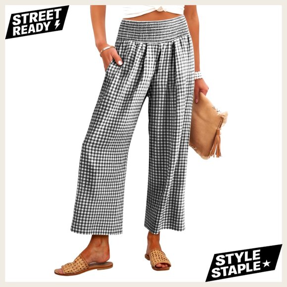 Wide Leg Palazzo Pants with Pockets Loose Fit 100% Rayon Lounge & Casual
